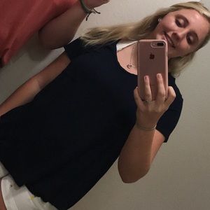 Navy Tee w/ front pocket